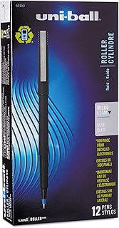Uni-ball Roller Ball Stick Dye-Based Pen, Blue Ink, Micro, Dozen (SAN60153), Stationary