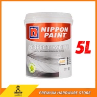 NIPPON PAINT Perfect White 5 Liter Interior Matt Finishing Ceiling Wall Paint Cat Putih Dinding Sili