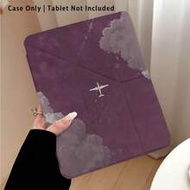 Acrylic Crystal Tablet Protective Case With Plane And Cloud Pattern, Colorful Painting Effect, With 