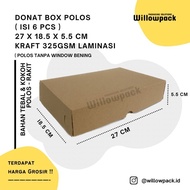 Plain Donut BOX 6pcs Laminated KRAFT (MIN.20PCS) Bread Donut BOX