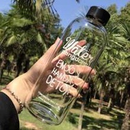 1pc 1000ml Transparent Water Bottle With Letter Pattern