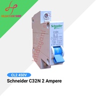 Mcb Schneider CL2 2 Ampere C32N Biru Spln PLN 450W 450 Watt Anti Jeglek Pemutus Arus KWH