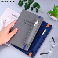 EUCALYTUSS Strap Notebook, Hard Cover Daily Weekly Planner Agenda Book, Minimalist PU Leather with P