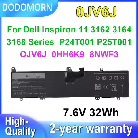 DODOMORN 0JV6J For Dell Inspiron 11 3000 3162 3164 3168 P24T001 P25T001 Series Laptop Battery OJV6J 