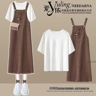Ord- Women's khaki brown denim single camisole long A-shaped little girl, vintage simple new 4 seaso