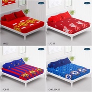 CALIFORNIA FITTED BEDSHEET 160X200/ 180X200 BALL MOTIF MU 22, LFC 22, FCB 22, CHELSEA 22