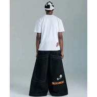 JNCO กางเกงยีนส์ขาบานฮิปฮอปปักลายกางเกงยีนส์ขาบาน Y2K คุณภาพสูงสไตล์วินเทจ JNCO