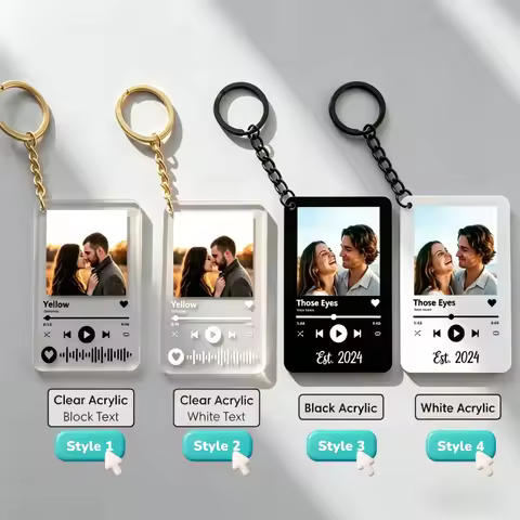 Personalized Photo Keychain Custom Spotify Music Keychain Customized Acrylic Couples Keychain Birthd