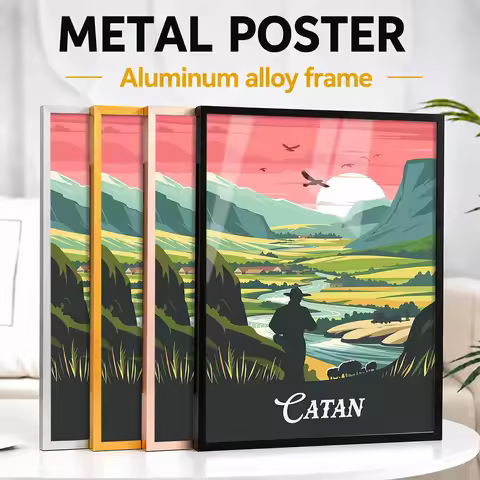 Catan Island Board Game Framed Metal Print Customized Photo Vintage Play Style Wall Art For Collecto