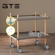 GTE 2 Layer Danish Trolley Small Bedside Table Simple Mini Solid Wood Coffee Table - Fulfilled by GT