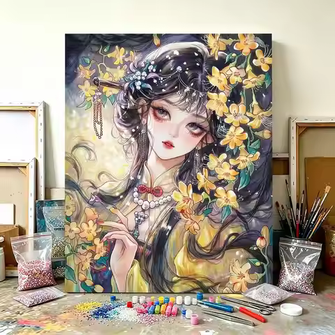 Acrylic Paint By Numbers Anime girl Painting By Numbers on Canvas Coloring By Number for Adults Pain