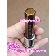 Tuýp lú đầu lục giác 1/2 inch dài 100mm Santa H4 H5 H6 H8 H10 H12 H14 H16 H17 H19