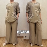 Bangkok fashion plamts print plus size blouse and pants 2piece set 8635A