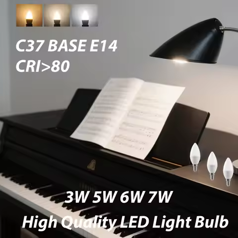 E14 C37 LED Bulb 3W 5W 6W 7W AC220V-240V Candle Bulb No Flicker Suitable for Hall Lamps Bedroom Kitc