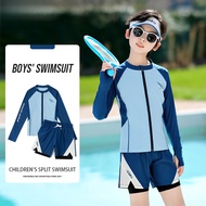 YUKE Children's 2 piece Swimming Suit Warm Long Sleeved Swimsuit Swimwear for Kids Boy