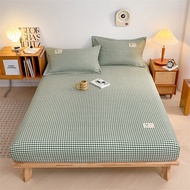 SUNLIGHT HOME ผ้าฝ้ายลินิน ผ้าปูที่นอน 8 สีผ้าปูที่นอนเข้ารูปสไตล์เรียบง่ายผ้าปูที่นอน6ฟุตผ้าปูที่นอ