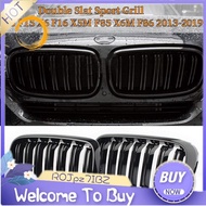 Front Kidney Grille Double Slat Sport Grill For- X5 F15 X6 F16 X5M F85 X6M F86 2013-2019 (Gloss Blac