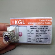 Batu Cincin Purple Star Safir Ungu Ceylon Mata Udang Bersertifikat