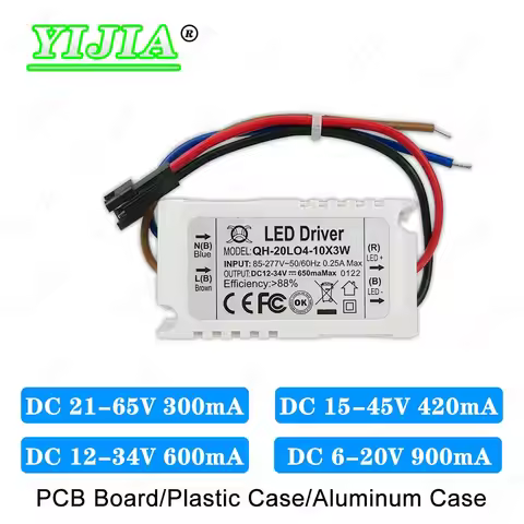 LED Driver DC 18-39V 30-60V 39-85V 900mA 600mA 420mA 300mA Lighting Transformers For 7W 10W 12W 15W 