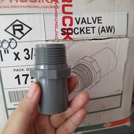 1 x 3/4" rucika external thread socket | 1" x 3/4" socket with rucika outer thread