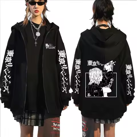 Tokyo Revengers Sano Manjiro Ryuguji Ken Anime Zip Up Hoodies Jackets Long Sleeve Streetwear Sweatsh
