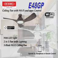 KDK E48GP WIFI CEILING FAN WITH LED LIGHT AND NO INSTALLATION PROVIDED