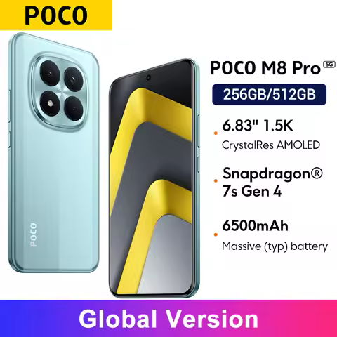 Global Version POCO M8 Pro 50MP main Camera 6.83"CrystalRes AMOLED display mobilephones Smartphone S
