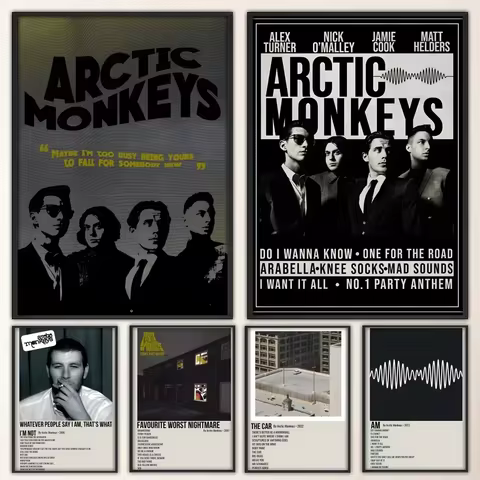 Arctic Monkeys Music Album Poster Wall Art Sticker Vintage Decorative Painting for Living Room Bar H