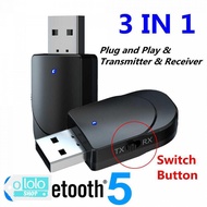 HITAM 2 IN 1 USB AUDIO BLUETOOTH 5.0 Transmitters &amp; RECEIVER - KN330 Н Black Н