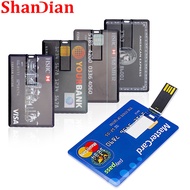 SHANDIAN Bank Card Styling USB Flash Drive 128GB Mini Pen Drive 64GB Plastic Pendrive 32GB Real Capacity Flashdrive 16GB Creative Gift Memory Stick 8GB Thumbdrive 4GB