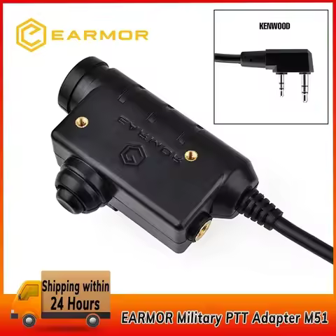 EARMOR Tactical PTT Tactical Headset Button activated push-to-talk PTT adapter M51 and AUX radio int