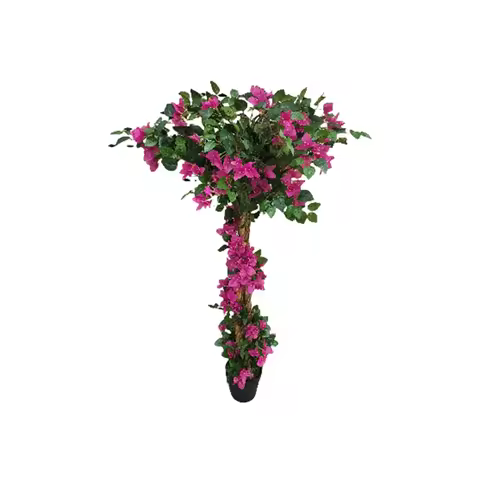Bougainvillea Artificial Tree With Flowers And Leaves, Lightweight Realistic Faux Tree In Pot Home D