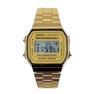 Men's/Women's Sporty Fashion Digital Watch A168WG-9W, Retro Stainless Steel Strap Square Dial Watch,