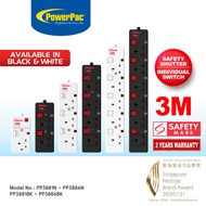 PowerPac Extension Cord, Extension Socket, Power Cord 3 Meter 1/2/3/4/5/6 way (PP3881BK to PP3886BK)