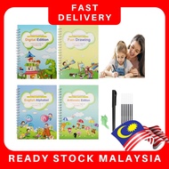 4 Book Magic Children 3D Copybook For Calligraphy Number English Handwriting Books Learning Math Wri