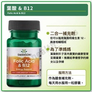 (全新現貨) 原裝美國 Swanson 葉酸 B12 Folic Acid 2 In 1 配方 30粒素食膠囊