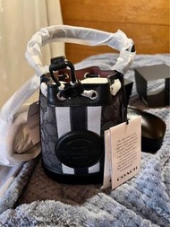 Coach Mini Dempsey Bucket Bag In Signature Jacquard with Stripe and Coach