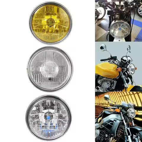 Front Round Motorcycle Headlight Halogen Headlamp Assembly 12V Vintage Head Light Lamps for Honda Ho