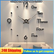 Mirror DIY Large Wall Clock DIY Wall Clock 3D Mirror Sticker Metal Roman Numerals Big Clock