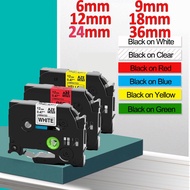 6mm 9mm 12mm 18mm 24mm 36mm Label Tape for Brother P-touch Tape PT-H107B PT-H110 PT-E110VP PT-D210 P