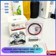 Honda VARIO 160/ ADV160 14 - 【JP】 Piston + Ring (Set) (Pin 14mm) (STD 60mm/0.25/0.50/100)