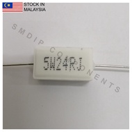2PCS 24R ±5% 5W, Axial Lead Through Hole Wirewound Cement Resistor (5W24RJ)