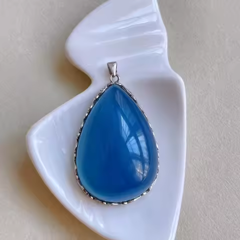 Natural Blue Aquamarine Oval Pendant Necklace Aquamarine 38*27mm Women Fashion Jewelry AAAAAA