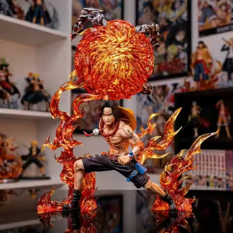 One Piece anime character Fire Fist Flame Emperor Ace PvC statue collection model decoration birthda