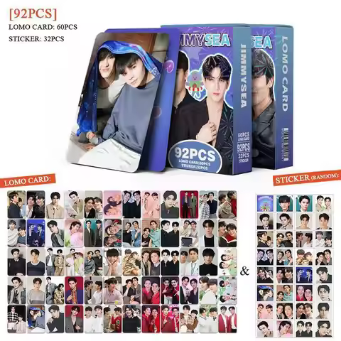 92PCS JimmySea Thai BL CP Lomo Trading Cards Double Sided HD Printed Celebrity Photos with Stickers 