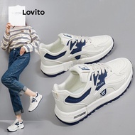 Lovito Sporty Plain Comfortable Pickleball Sneakers for Women LFA45159 Lovito Kasut Sukan Sporty War