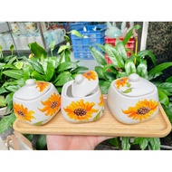 Set 3 hũ mứt vẽ tay gốm Bát Tràng xinh xắn Hũ vuông đựng mứt trà bánh kẹo...hàng vẽ tay gốm Bát Tràn