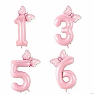 80cm PINK BABY Number Ribbon Balloon Number Balloon Foil Balloon