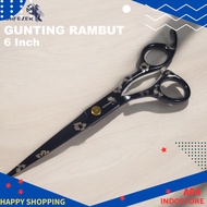 Stainless Steel Buffing Straight Hair Scissors 4Cr13 - Black
