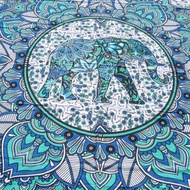 印度花朵純綿雙人床單 曼陀羅圖騰渲染床單布料-大象世界mandala